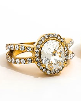 Bague avec zircon rectangulaire coloré