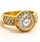 Bague avec zircon rectangulaire coloré