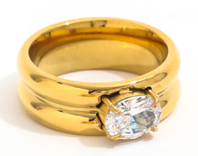 Bague double anneau avec Zircon coloré