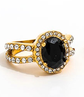 Bague avec zircon rectangulaire coloré