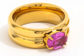 Bague double anneau avec Zircon coloré