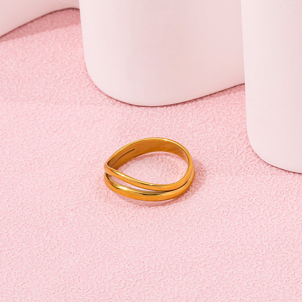 Bague Double couche courbe anneaux