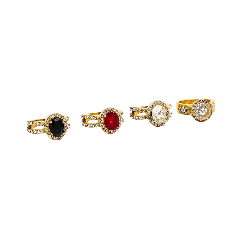 Bague avec zircon rectangulaire coloré