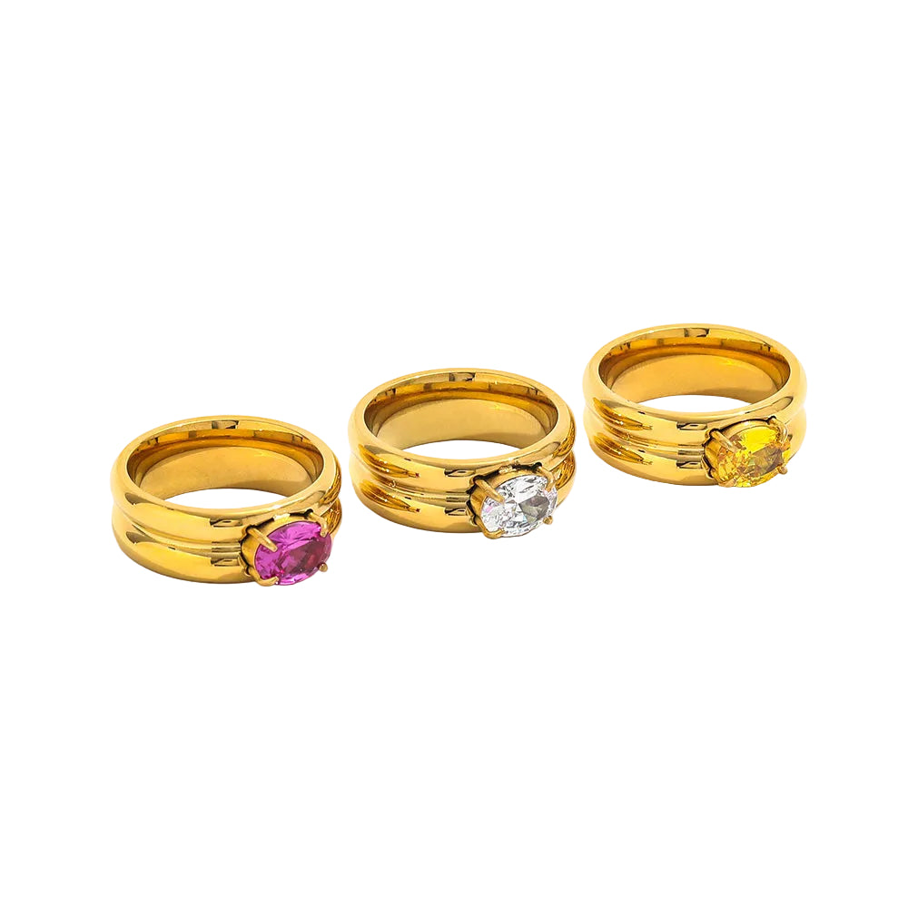 Bague double anneau avec Zircon coloré