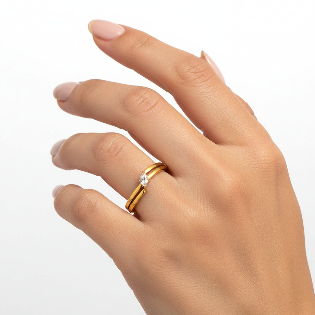 Bague avec pierre Zircon mini losange