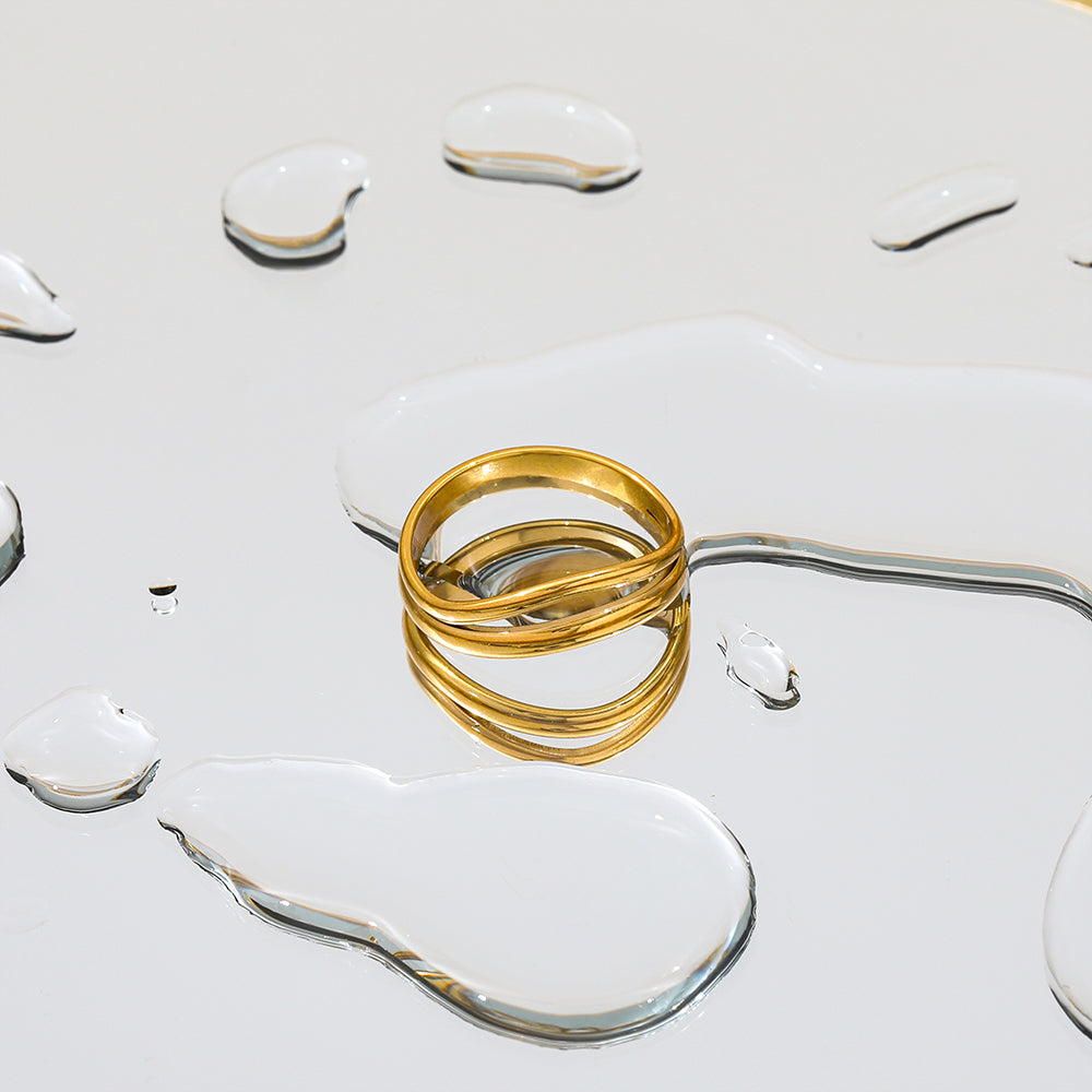 Bague Double couche courbe anneaux