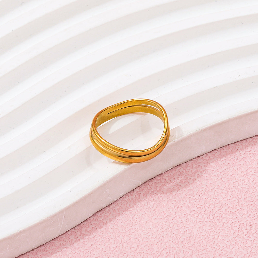 Bague Double couche courbe anneaux